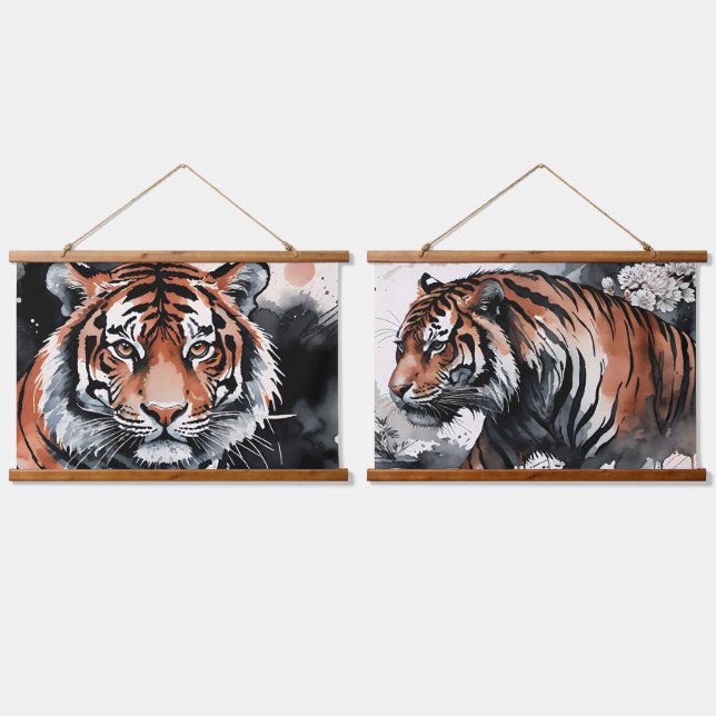 Tapisserie Suspendue Aquarelle de tigre (Double)