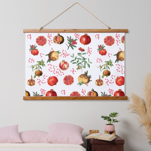 Tapisserie Suspendue Aquarelle grenade Motif de fruits méditerranéen (Chambre à coucher)