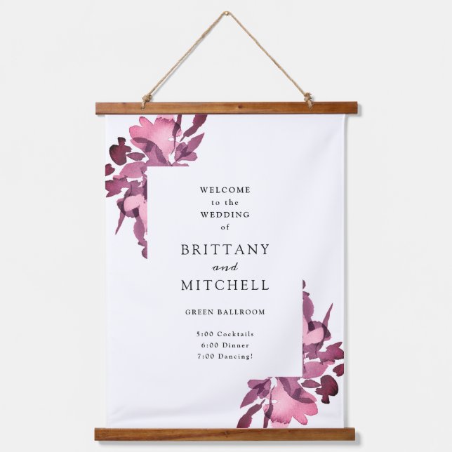 Tapisserie Suspendue Aquarelle romantique Plum Mariage (Recto)