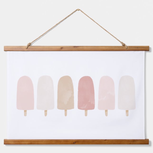 Tapisserie Suspendue Aquarelle rose Neutre Popsicle Girls Room (Devant)