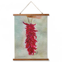 Aquarelle Rouge Chili Ristra Nouveau Mexique