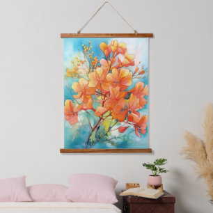 Tapisserie Suspendue Aquarelle Royal Poinciana Bouquet