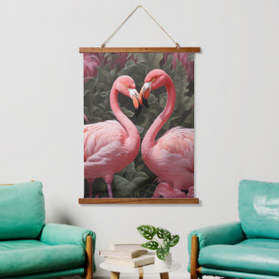 Tapisserie Suspendue Aquarelle Tropical Rose Flamant rose Romance