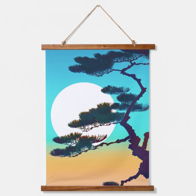 Tapisserie Suspendue Arbre Cypress et Pleine lune (Recto)