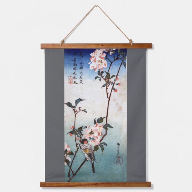 Tapisserie Suspendue Arbre de fleurs de cerisier avec hirondelle, Hiros (Recto)