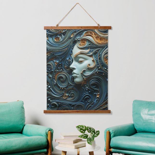 Tapisserie Suspendue Art 3D de la femme Lune (Salon)