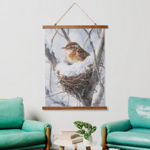 Tapisserie Suspendue Art de la nature du roitelet des oiseaux de neige