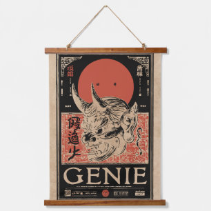 Tapisserie Suspendue Art Masque Oni Japonais Wabi Sabi Genie Design