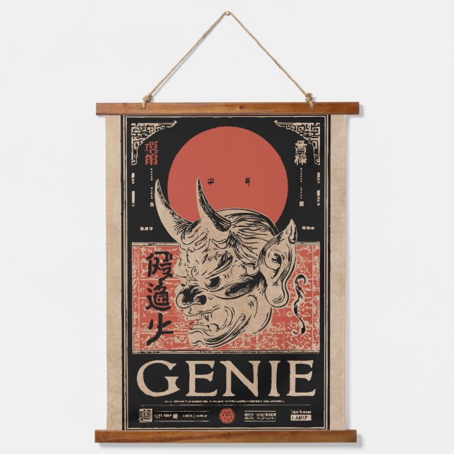 Tapisserie Suspendue Art Masque Oni Japonais | Wabi Sabi Genie Design (Recto)
