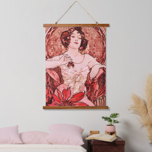 Tapisserie Suspendue Art Nouveau vintage "Le Rubis" par Alphonse Mucha