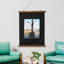 Art numérique multimédia mixte accroché à la tapis