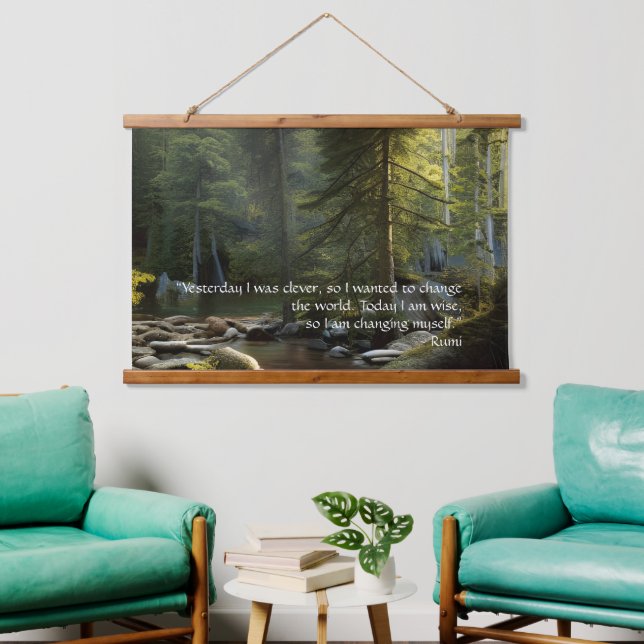 Tapisserie Suspendue Aujourd'Hui Je Suis Sage Citation Nature Paysage (Salon)