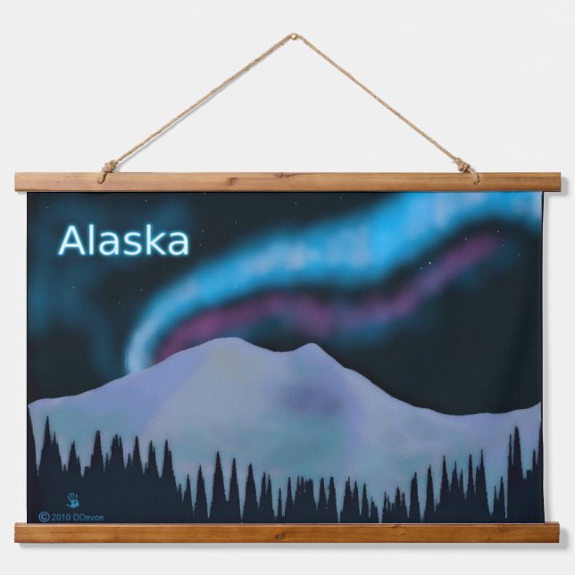 Tapisserie Suspendue Aurora bleu - Alaska (Devant)