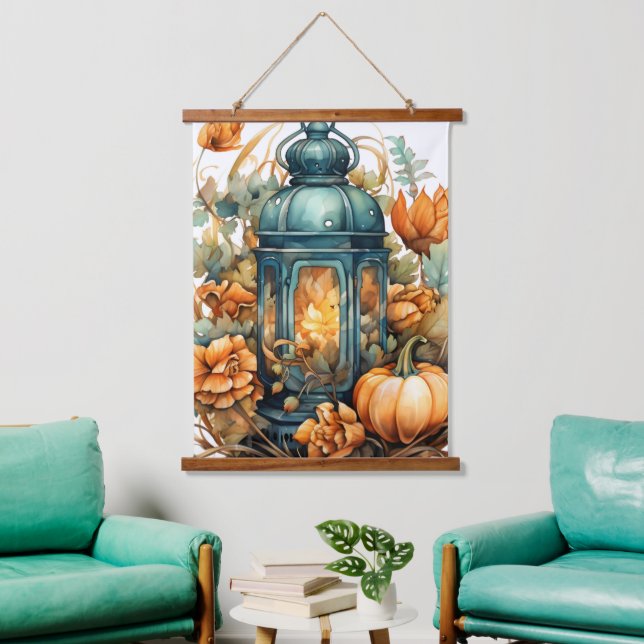 Tapisserie Suspendue Automne Thanksgiving Citrouille Lanterne Harvest (Salon)