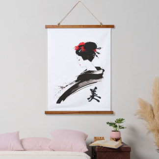 Tapisserie Suspendue avec sumi-e Beauty ink art