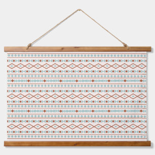 Tapisserie Suspendue Aztec Formes Motif rouille crème Turquoise