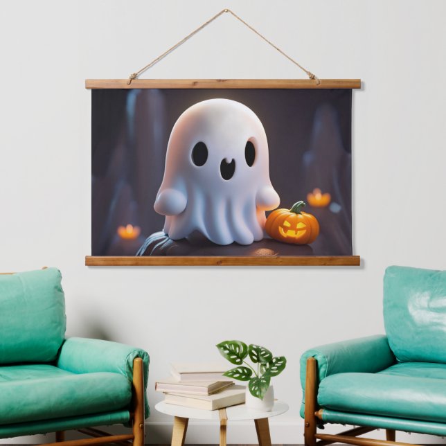 Tapisserie Suspendue Baby Ghost Déplaisant mignon caractère Halloween (Salon)