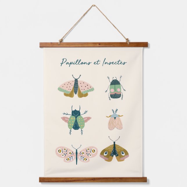 Tapisserie Suspendue Baby Room Nursery Butterflies and Beetle (Recto)