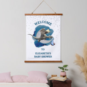 Tapisserie Suspendue Baby shower Dragon Stork Affiche de bienvenue