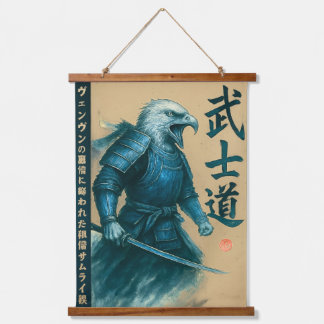 Tapisserie Suspendue Bald Eagle Samurai Guerrier - Style Encre Japonais