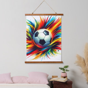 Tapisserie Suspendue Balle de football Splash Futuriste Football Abstra