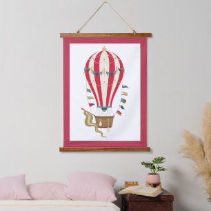 Tapisserie Suspendue Balloon à air chaud rouge et blanc rayé