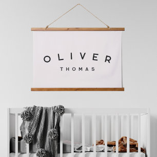 Tapisserie Suspendue Bandeau de nom personnalisé   Décor de pépinière  