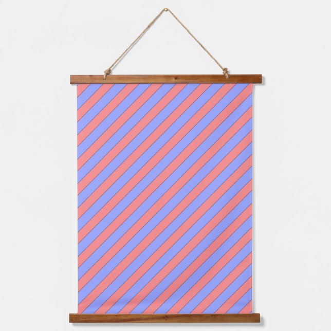 Tapisserie Suspendue Bandes diagonales roses et violettes (Recto)