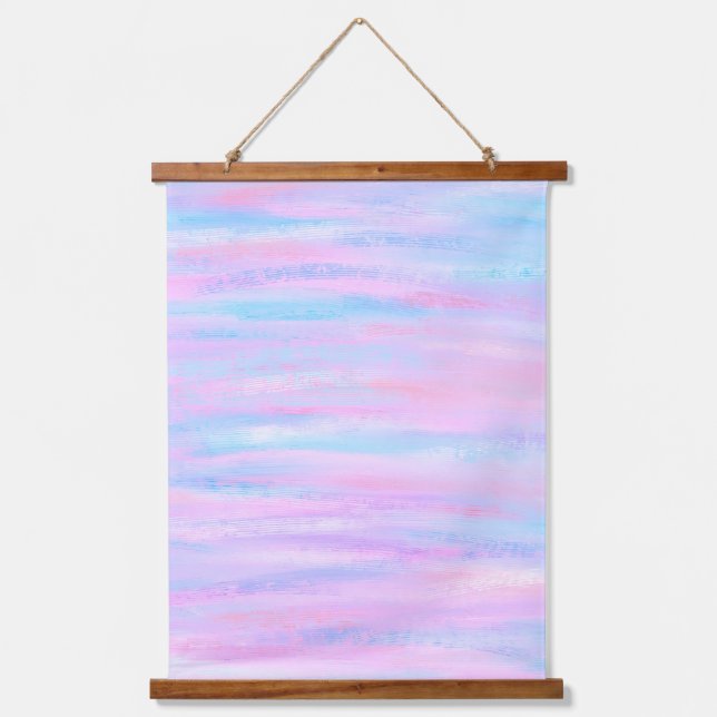 Tapisserie Suspendue Bandes Peintes Turquoise Rose violet (Recto)