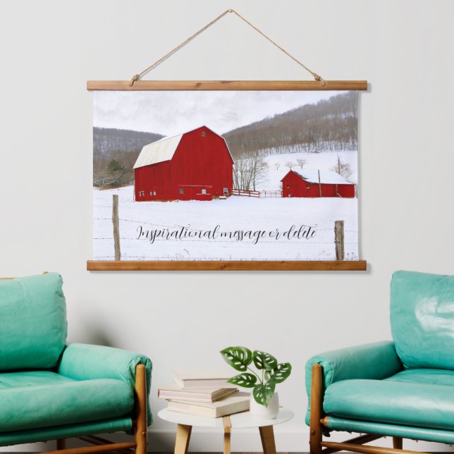 Tapisserie Suspendue Barres agricoles rouges en Wonderland hivernal (Salon)
