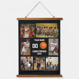 Tapisserie Suspendue Basket-ball photo collage personnalisé noir