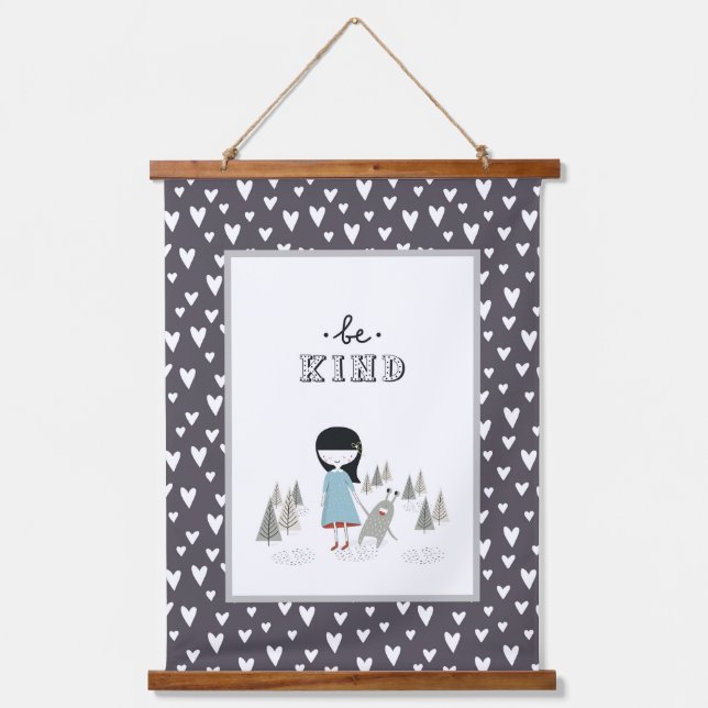 Tapisserie Suspendue Be Kind Little Girl and Her Monster (Recto)