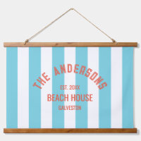 Beach House Nom de famille Blue Cabana Stripe