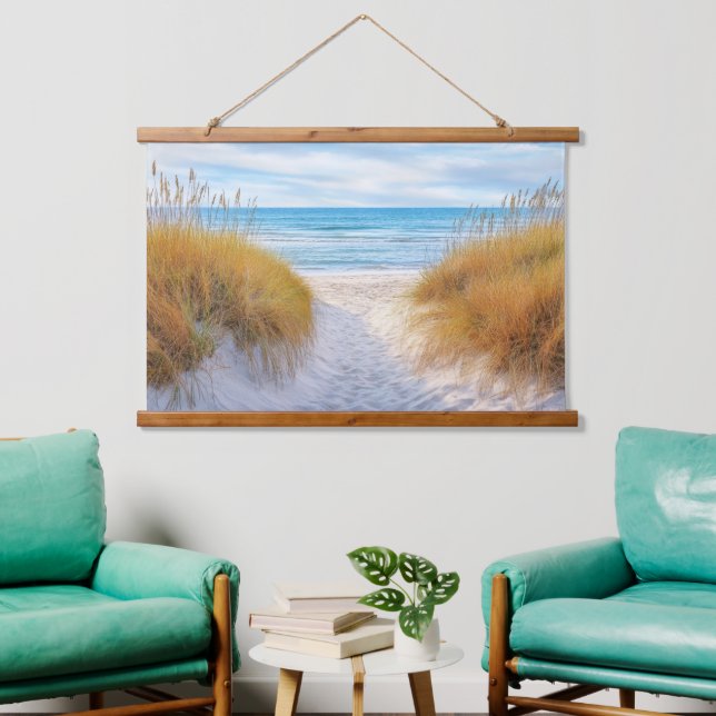 Tapisserie Suspendue Beach Ocean Grasses Sand Dunes Pathway Art (Salon)