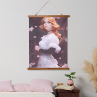 Belle Jeune Fille Parmi Les Fleurs Roses Portrait