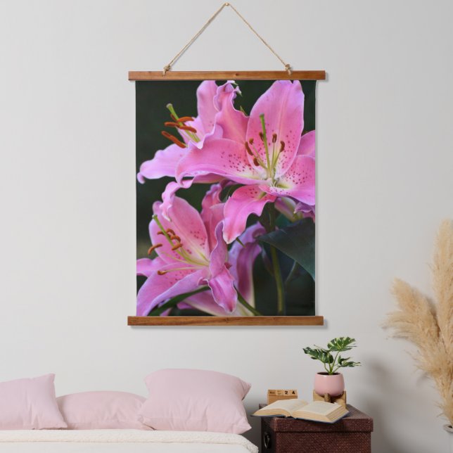 Tapisserie Suspendue Belle Lys Rose Fleurit (Chambre à coucher)