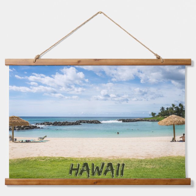 Tapisserie Suspendue Belle plage Hawaii | Sun Sand & Green Paradise (Devant)