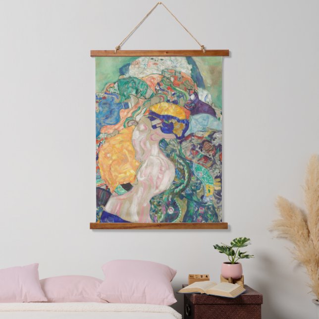 Tapisserie Suspendue Berceau bébé Gustav Klimt 1978 Vieux tableau célèb (Chambre à coucher)