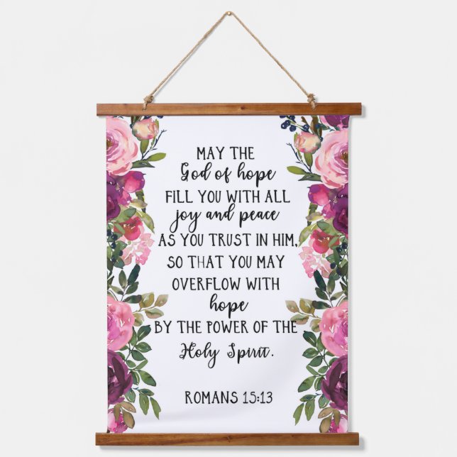 Tapisserie Suspendue Bible verse Purple Plum Floral Wall (Recto)