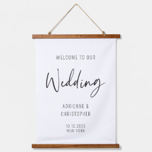 Tapisserie Suspendue Bienvenue À Notre Calligraphie Noire Mariage