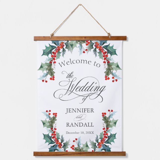 Tapisserie Suspendue Bienvenue au Mariage Holly et Berries (Recto)
