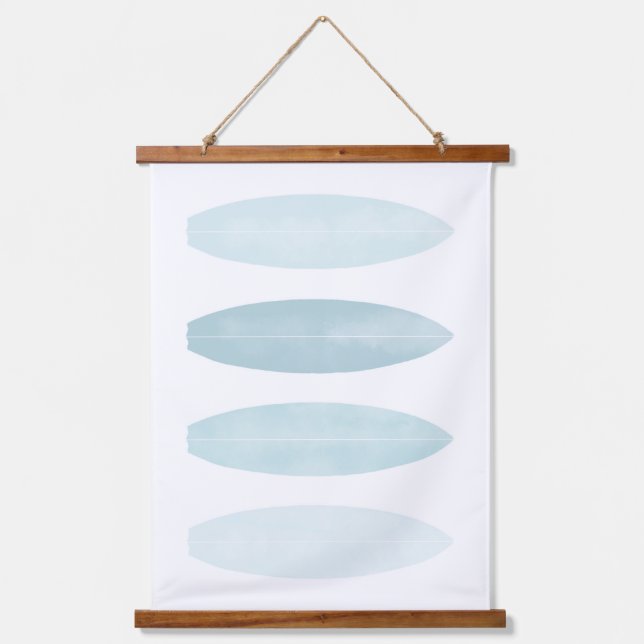 Tapisserie Suspendue Bleu Aquarelle Surfboards Plage Nourriture Décor H (Recto)