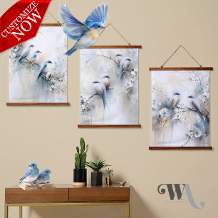 Tapisserie Suspendue Bleus et fleurs
