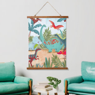 Tapisserie Suspendue Blue Dinosaur mignon enfants de la jungle préhisto