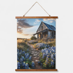 Tapisserie Suspendue Bluebonnets et vieille grange au Texas Découpage