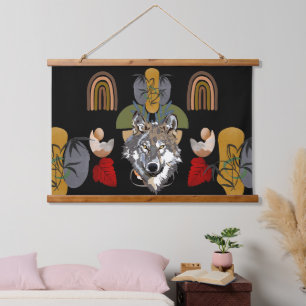 Tapisserie Suspendue Boho Bohemian Art moderne Fox Earth Tons Wall Art