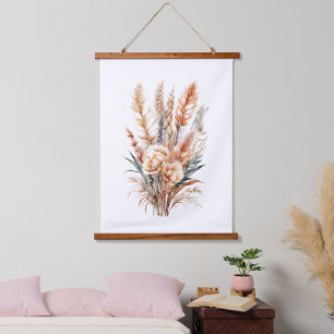 Tapisserie Suspendue Boho Botanique Floral Herbe de Pampas Couleurs Neu
