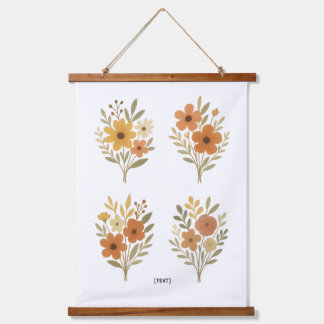 Tapisserie Suspendue Boho Floral Bouquet Wall Tapestry | Add Text