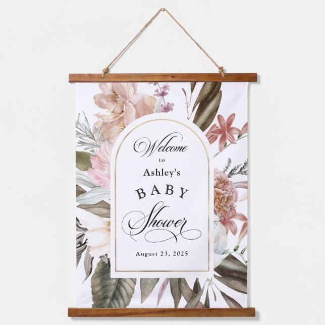 Tapisserie Suspendue Boho Imaginaire aquarelle Baby shower floral (Recto)