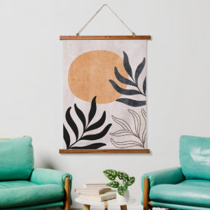 Tapisserie Suspendue Boho soleil botanique plante art abstrait minimal